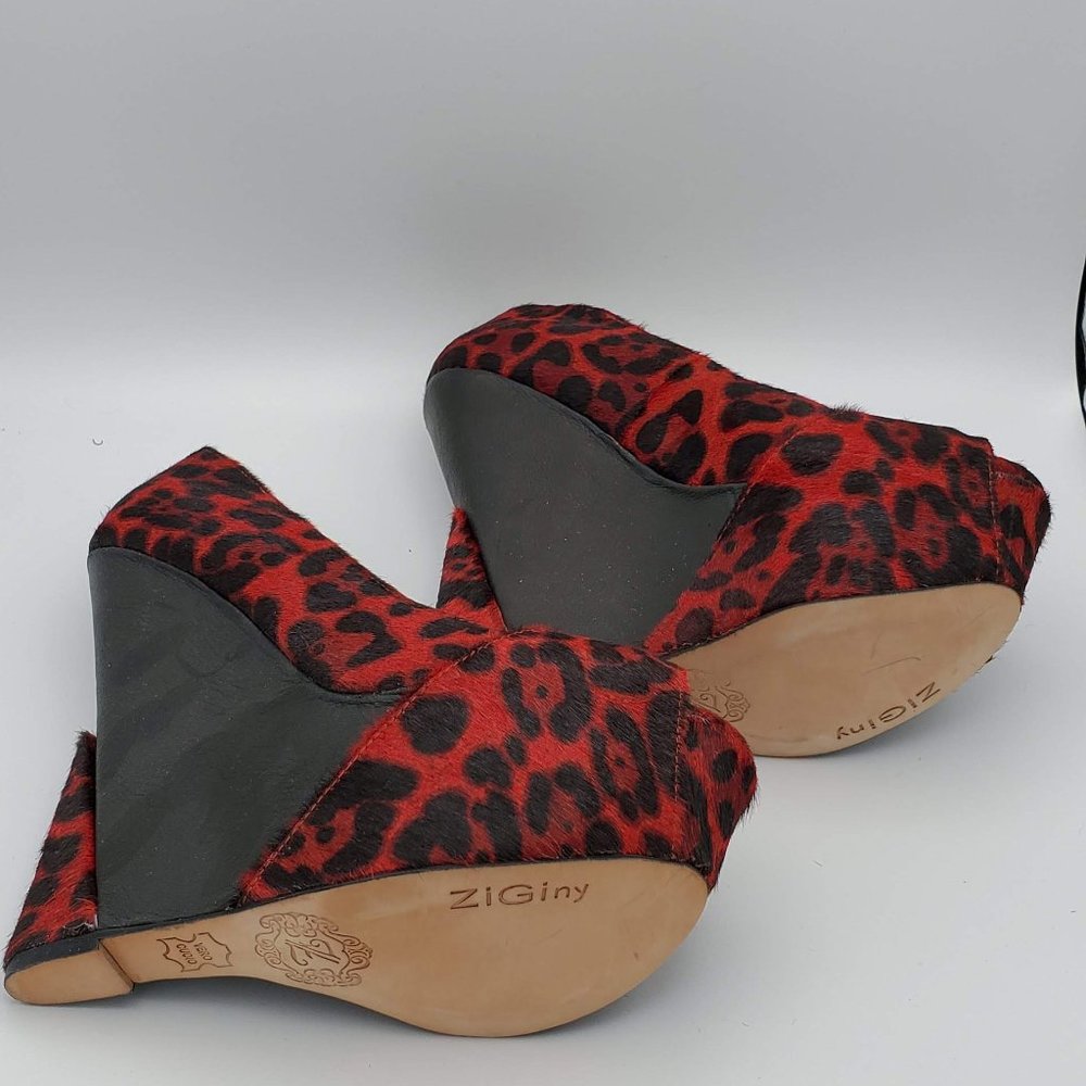 Ziggy Ny Red Leopard Print Platform Wedge - image 3